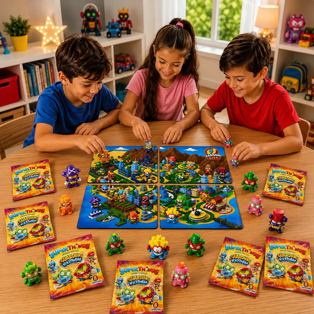 SuperThings Kaboom City Mega Mapa Puzzle 4 Tapetes + 10 Sobres
